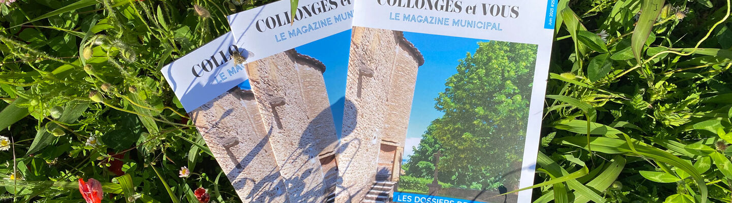 Le magazine de Collonges au Mont d'or posé dans l'herbe vous permet de restez informé(e)s de l’actualité, des travaux et des événements de votre commune grâce à nos publications municipales.