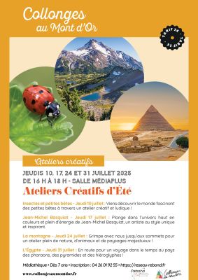 Affiche ateliers créatifs d'été à la Médiathèque