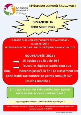 Affiche grand quiz "Qui veut gagner des saucissons ?"