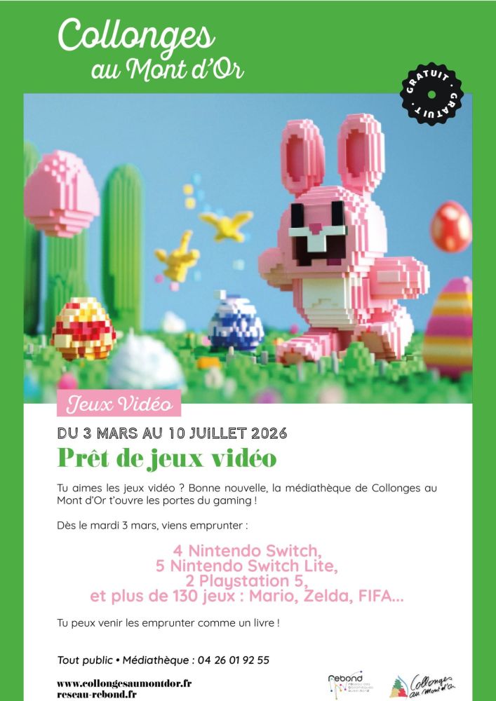 affiche prêt de jeux vidéos à la Médiathèque