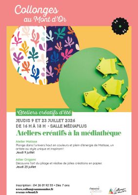 affiche ateliers créatifs d'été à la médiathèque