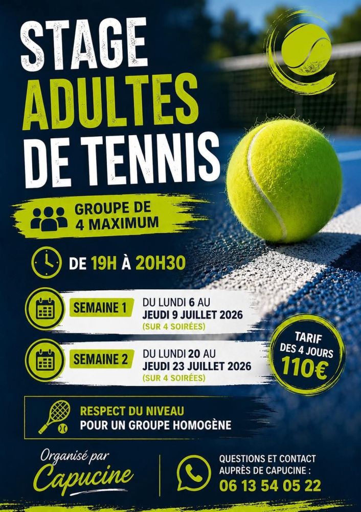 affiche stage tennis adultes