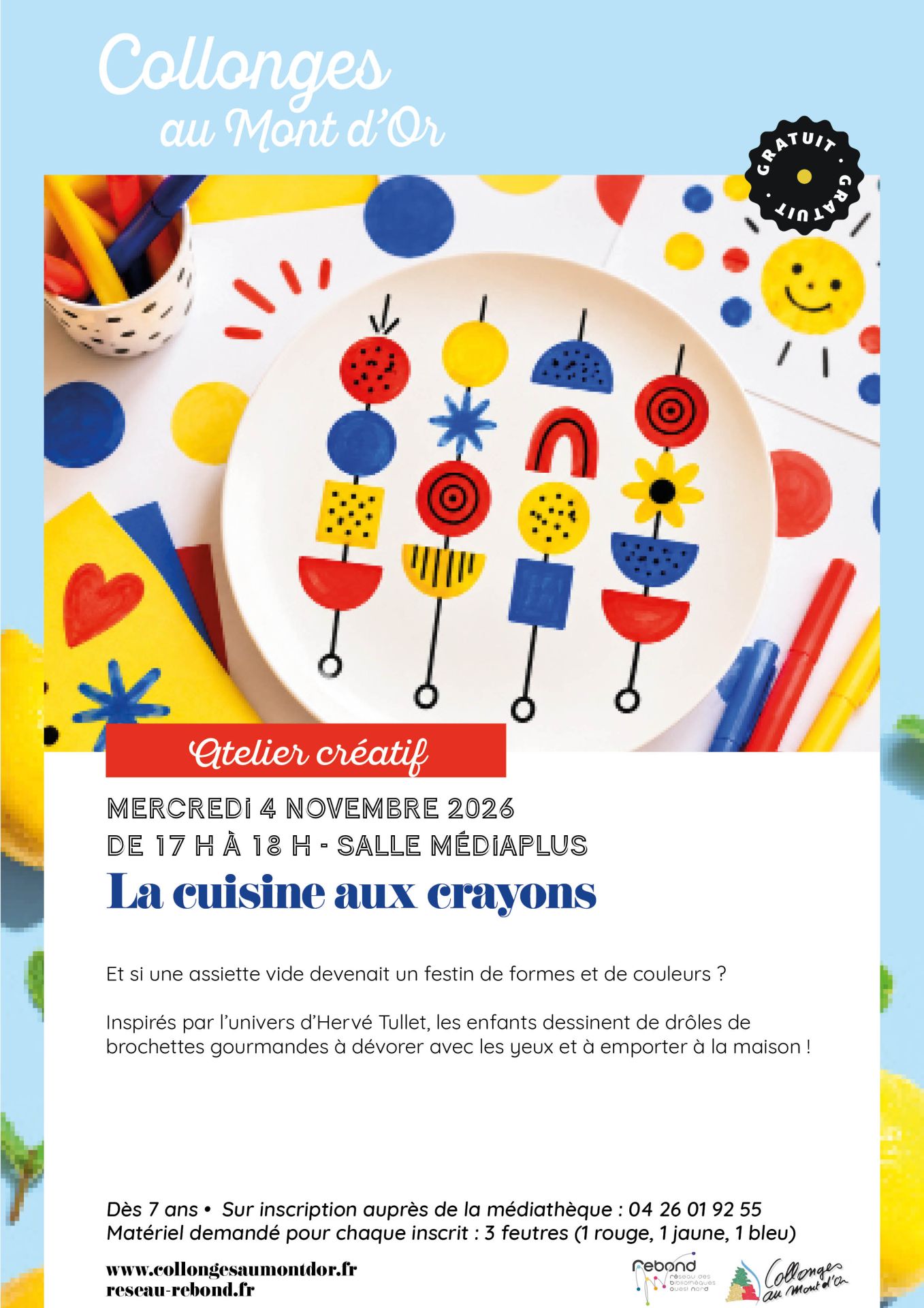affiche atelier créatif la cuisine aux crayons