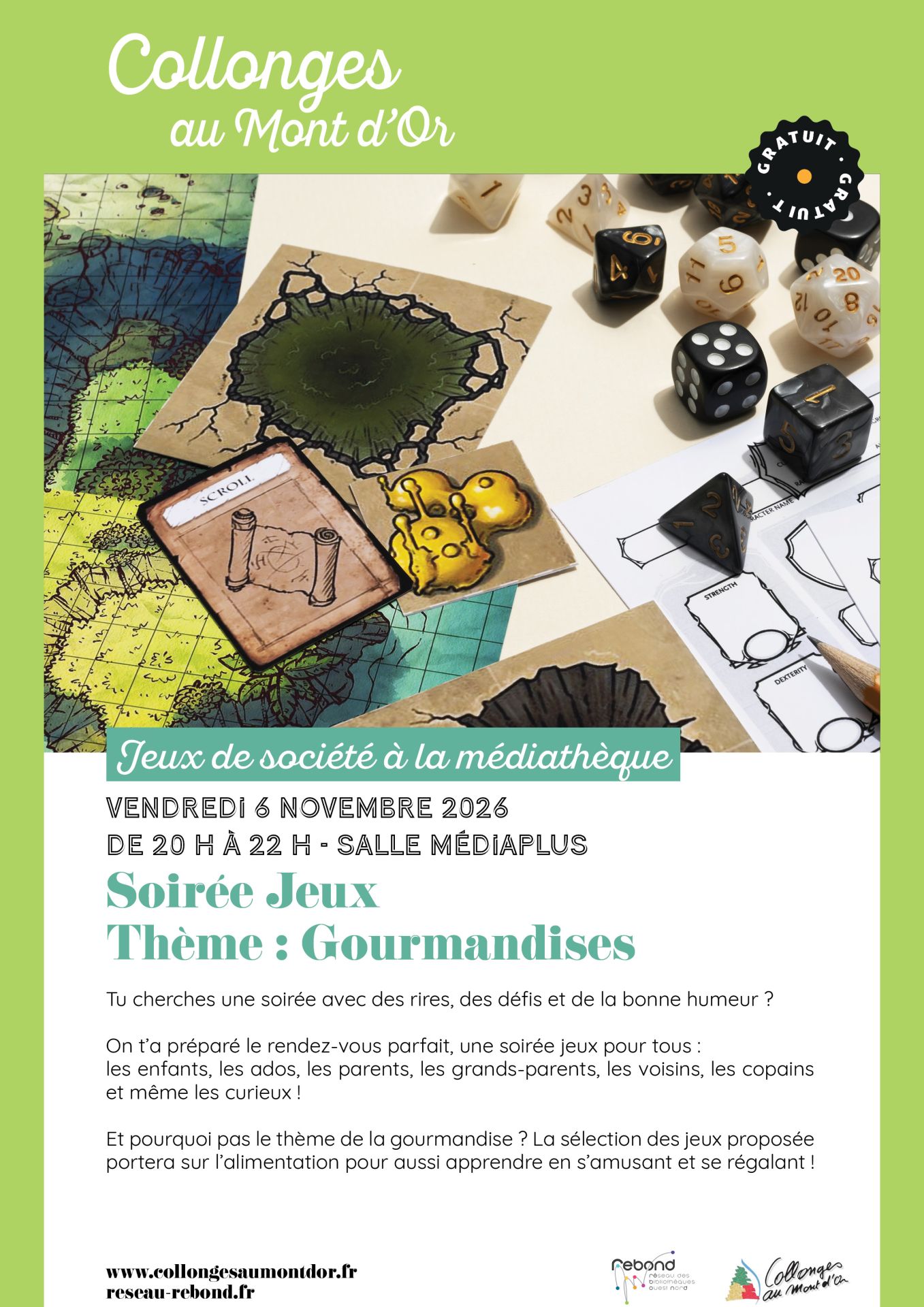 affiche soirée jeux à la médiathèque